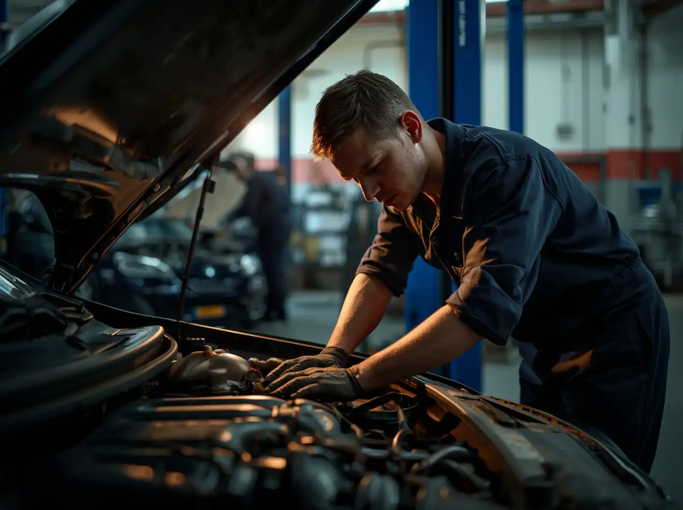 Mecánico trabajando en AutoService Pro